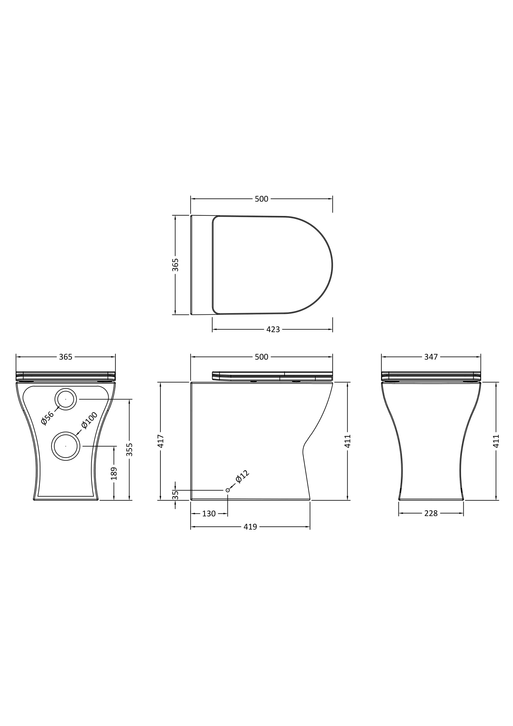 Nuie Back To Wall Pan & Soft Close Seat NCG306 - Image 2