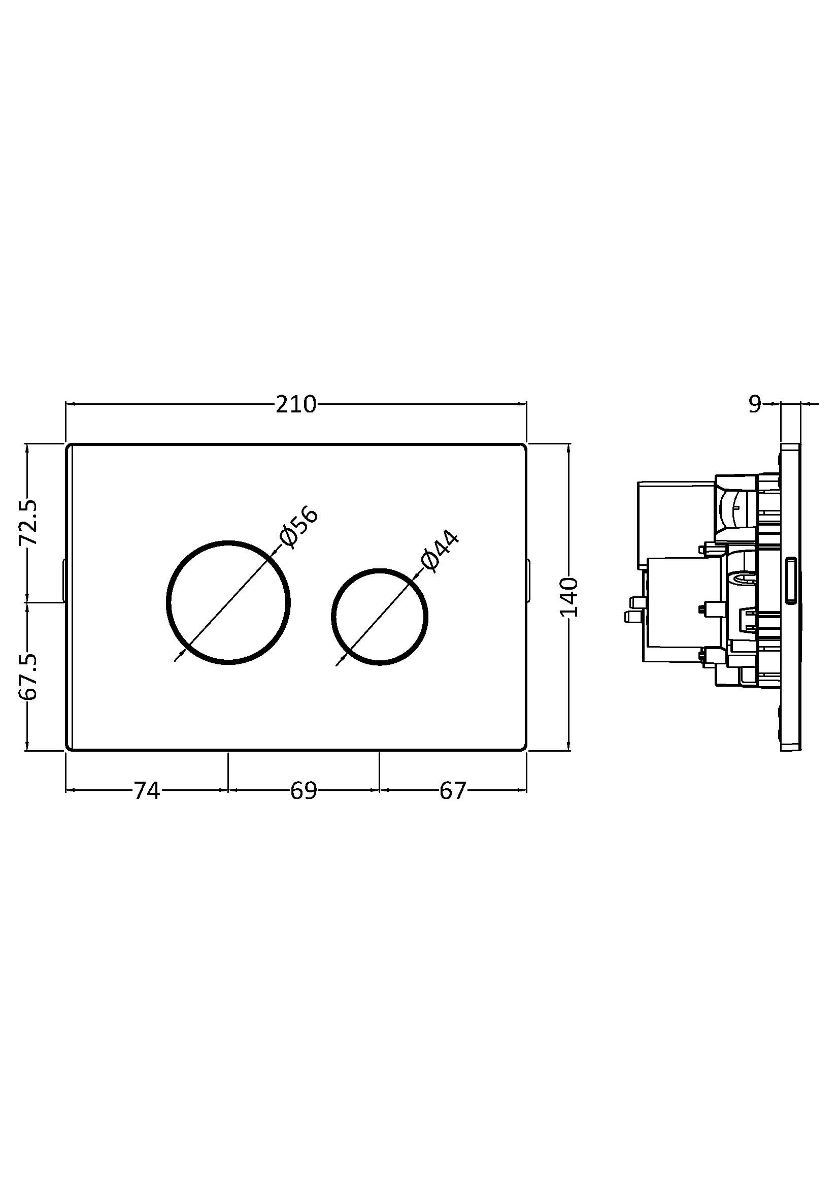Nuie Brushed Brass Round Plate for Pneumatic Dual Flush MDPP03R - Image 2