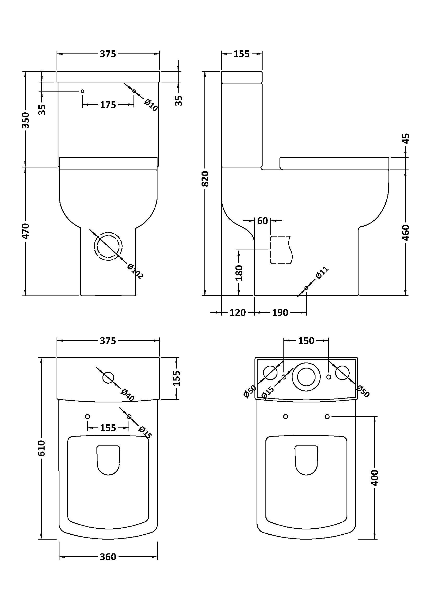 Nuie Comfort Height Pan, Cistern & Seat NCG491 - Image 2