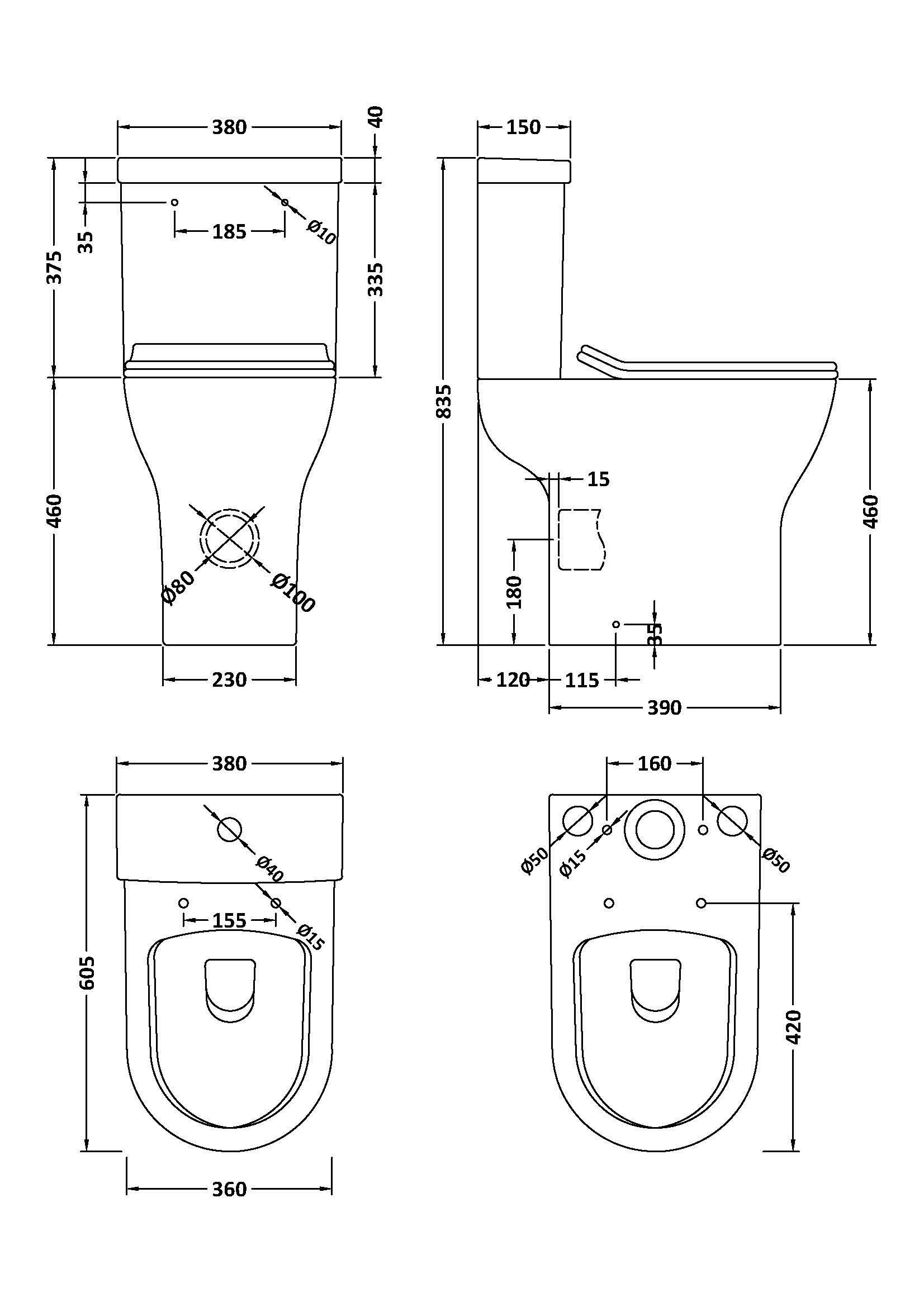 Nuie Comfort Height Rimless Pan, Cistern & Seat NCG391 - Image 2