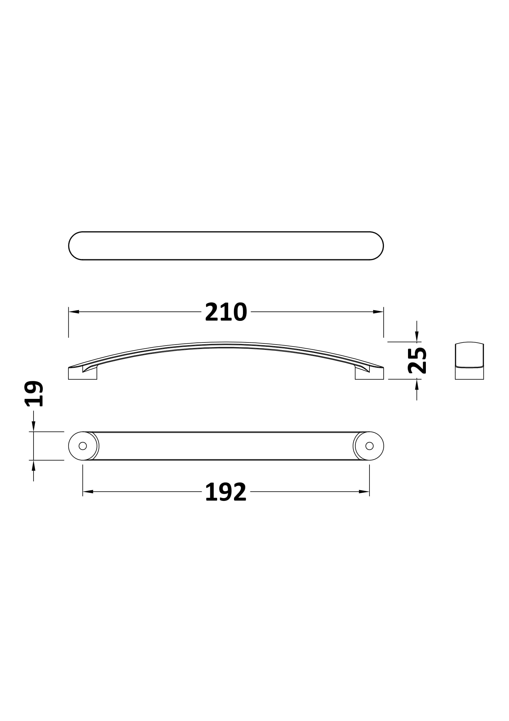 Nuie D Handle 192mm H184 - Image 2