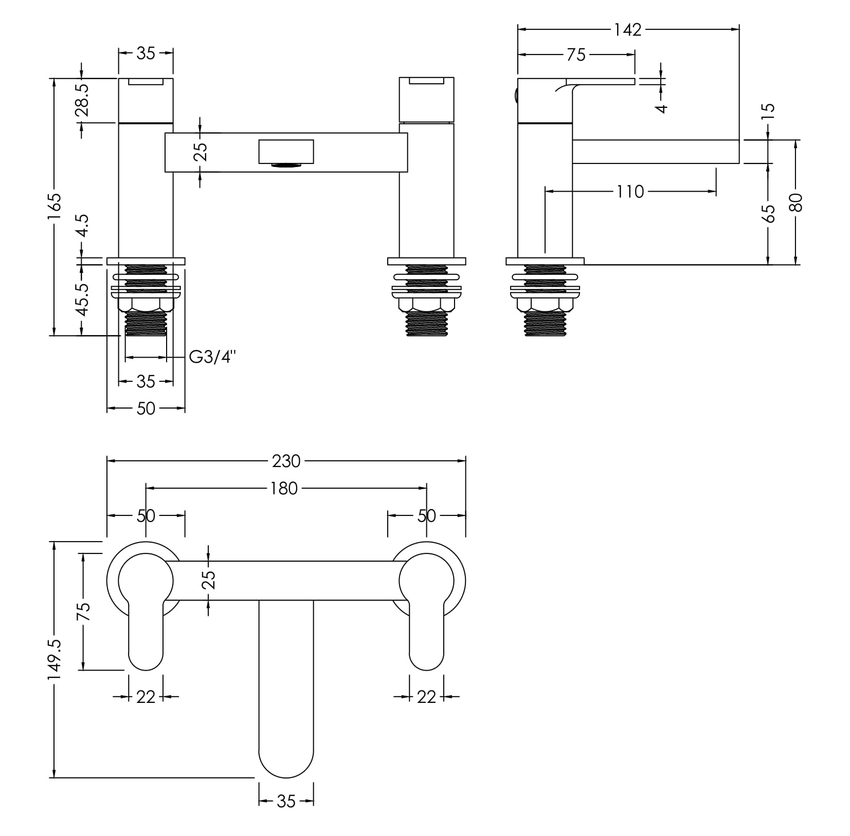 Nuie Deck Mounted Bath Filler ARV703 - Image 2