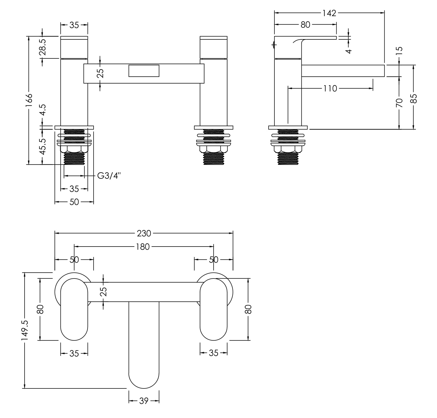 Nuie Deck Mounted Bath Filler BIN303 - Image 2