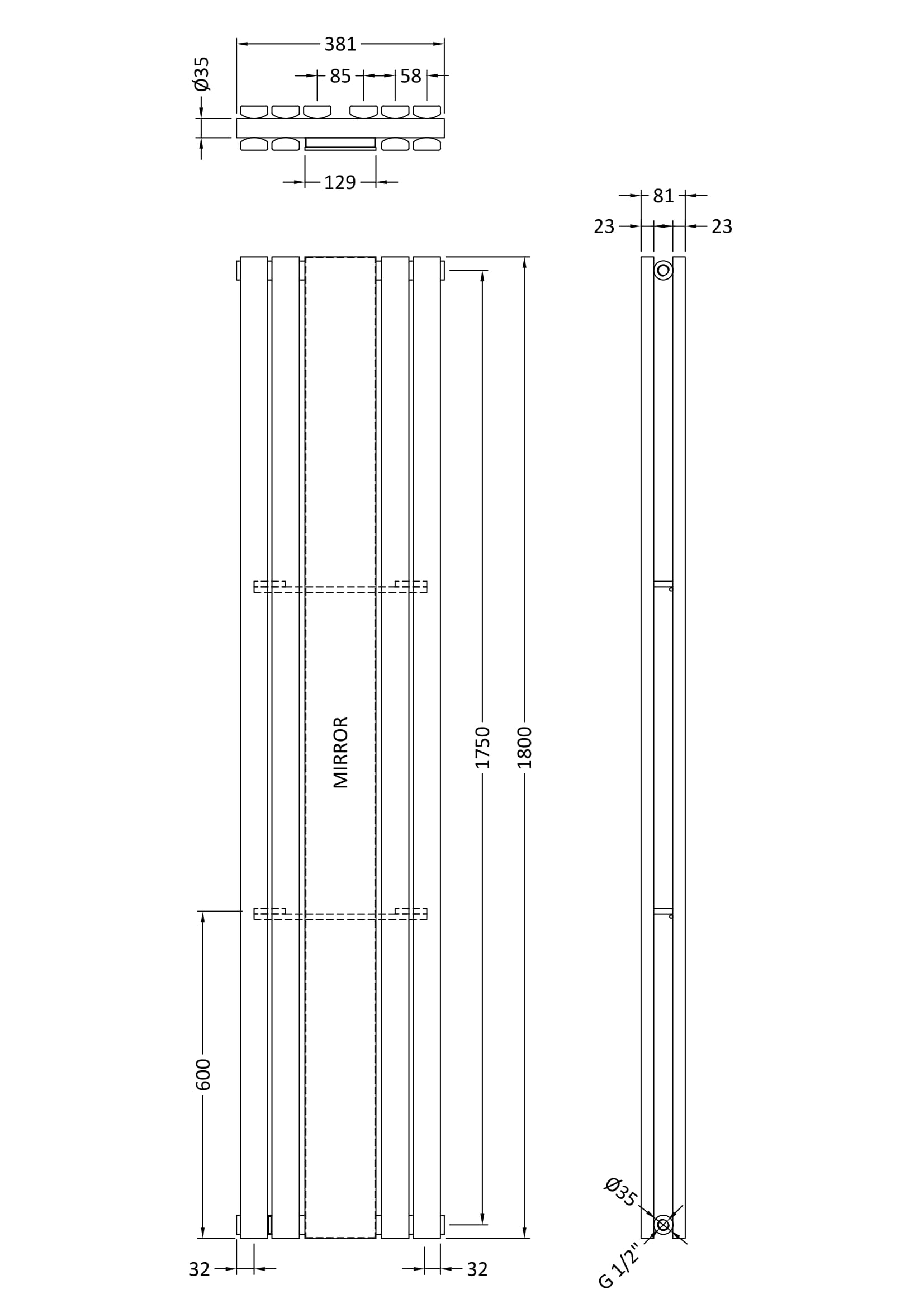 Nuie Double Panel Designer Radiator HLW64 - Image 3