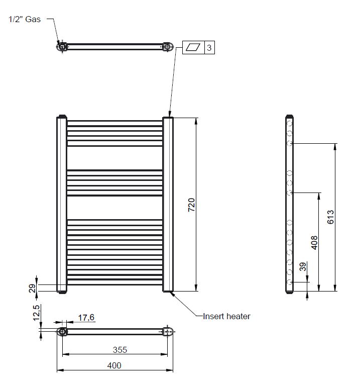 Nuie Electric Towel Rail MTY153 - Image 3