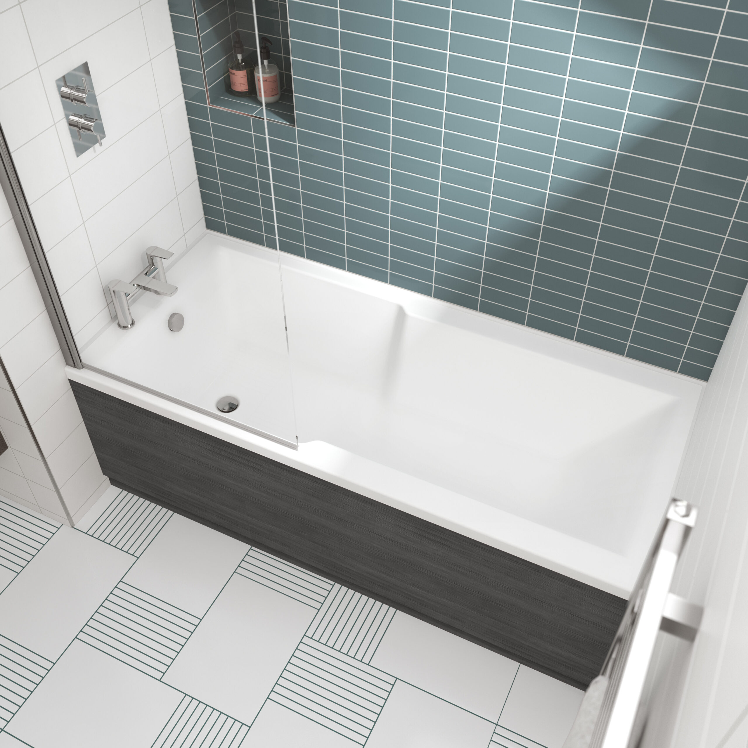 Nuie Eternalite Square Straight Shower Bath 1700 x 750mm BMON017 - Image 2