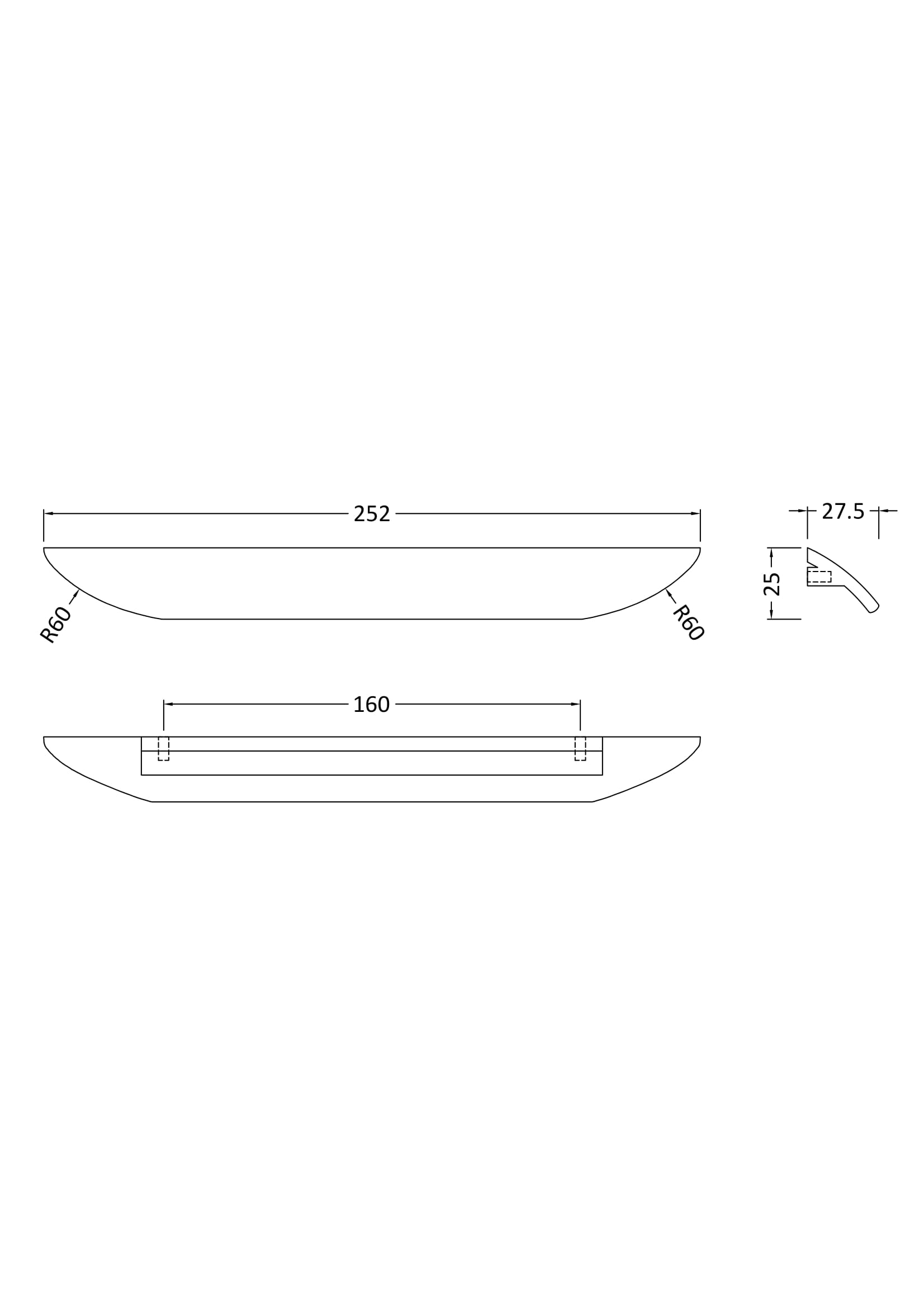 Nuie Finger Pull Handle 160mm H109 - Image 2