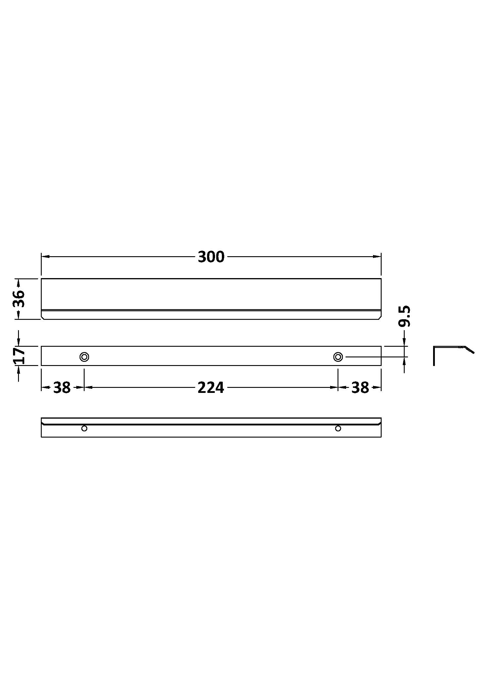 Nuie Finger Pull Handle 300mm H225 - Image 2