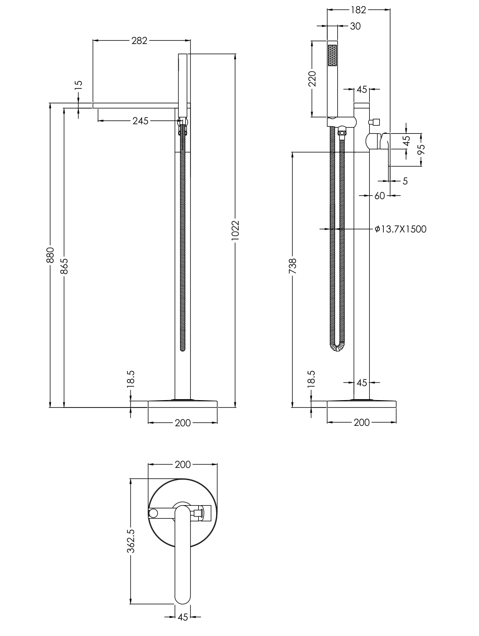 Nuie Freestanding Bath Shower Mixer ARV421 - Image 2