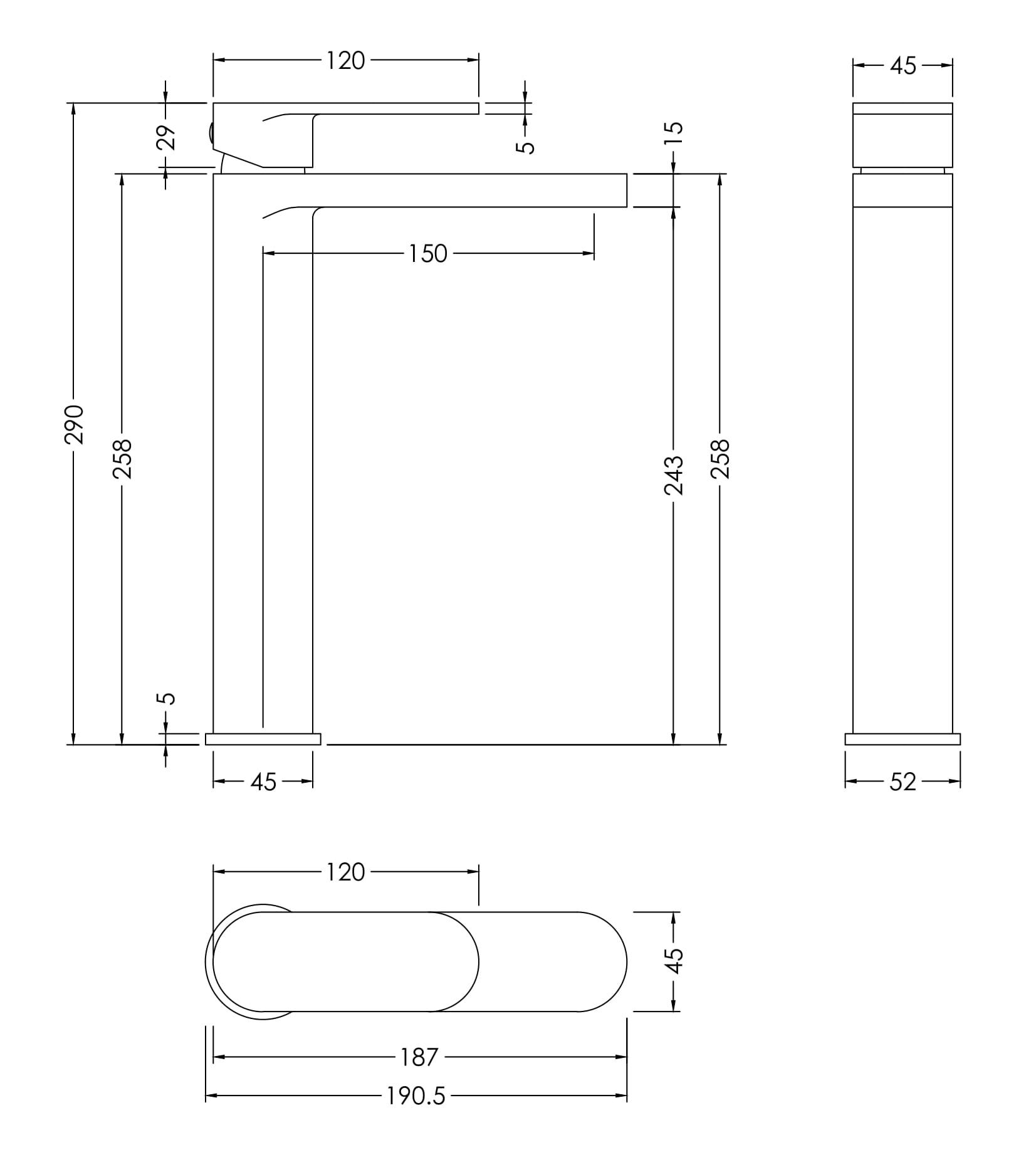 Nuie High Rise Mono Basin Mixer BIN470 - Image 2