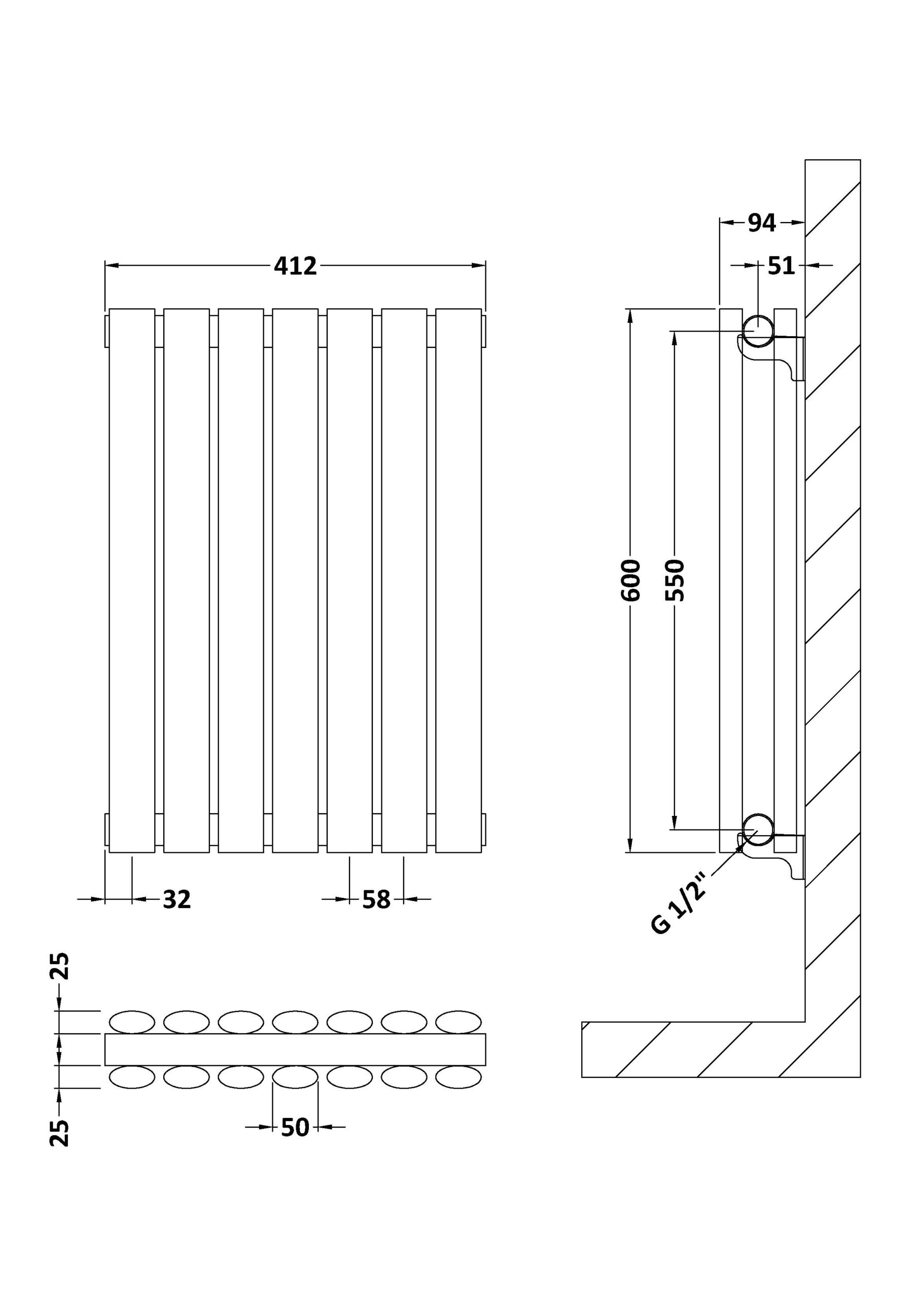 Nuie Horizontal Double Panel Radiator 600 x 412 HLA37D - Image 2
