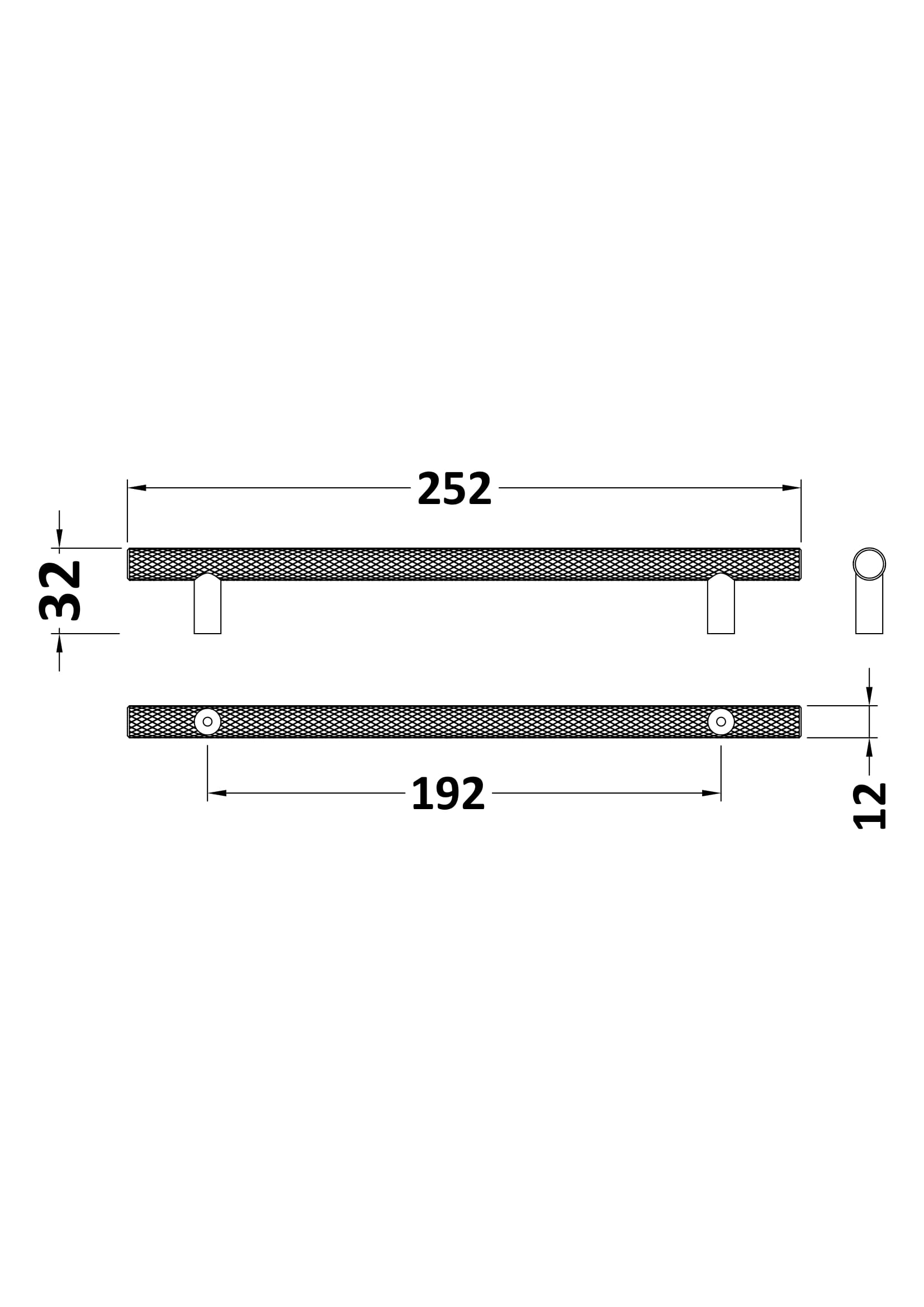 Nuie Knurled Bar Handle 192mm H032 - Image 2