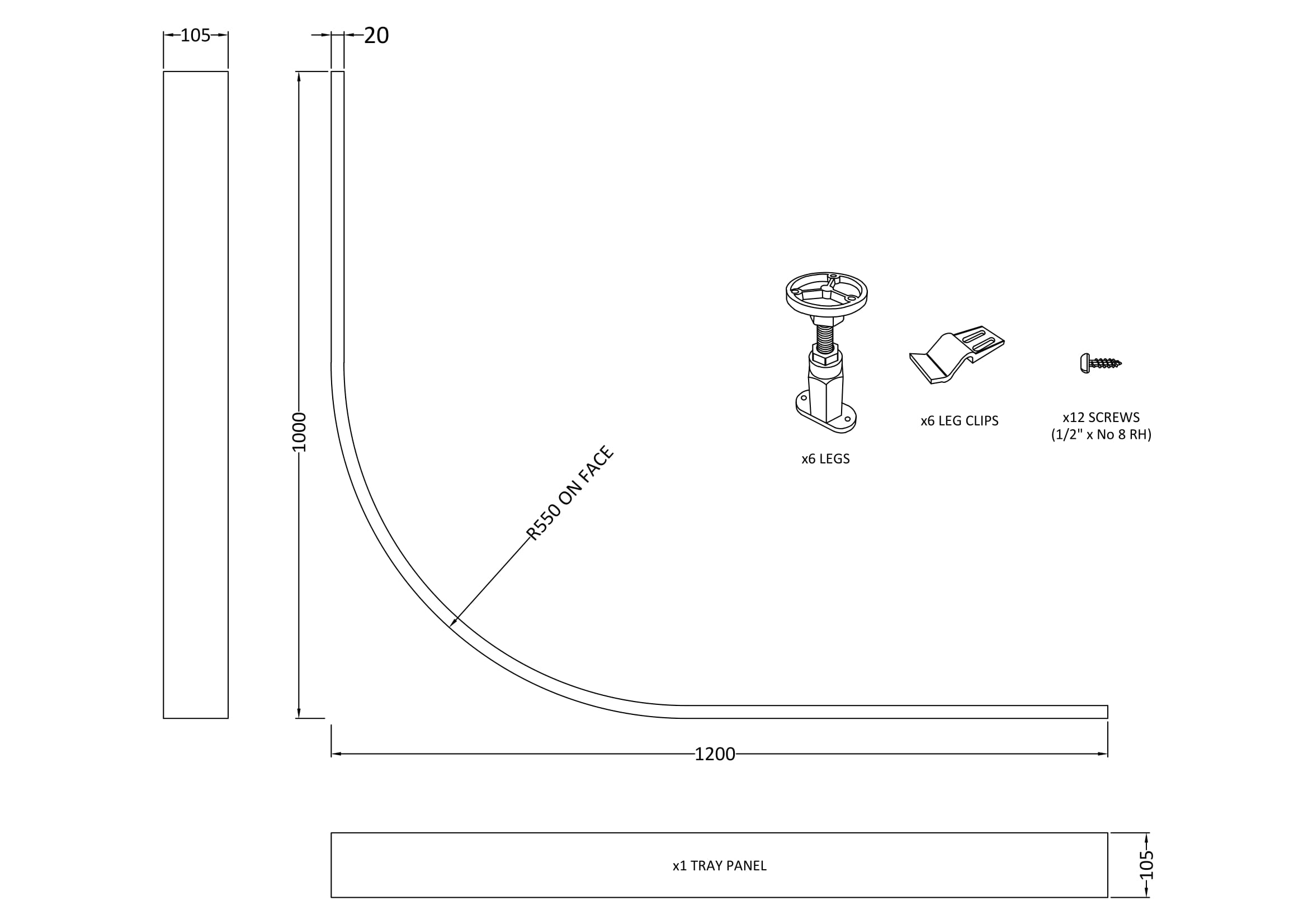 Nuie Leg Set & Plinth Kit (1000x1000 Curved Plinth) LEGE - Image 3