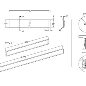Nuie-Leg-Set-Suitable-for-1100-1200-Rectangular-Trays-LEG3W-3