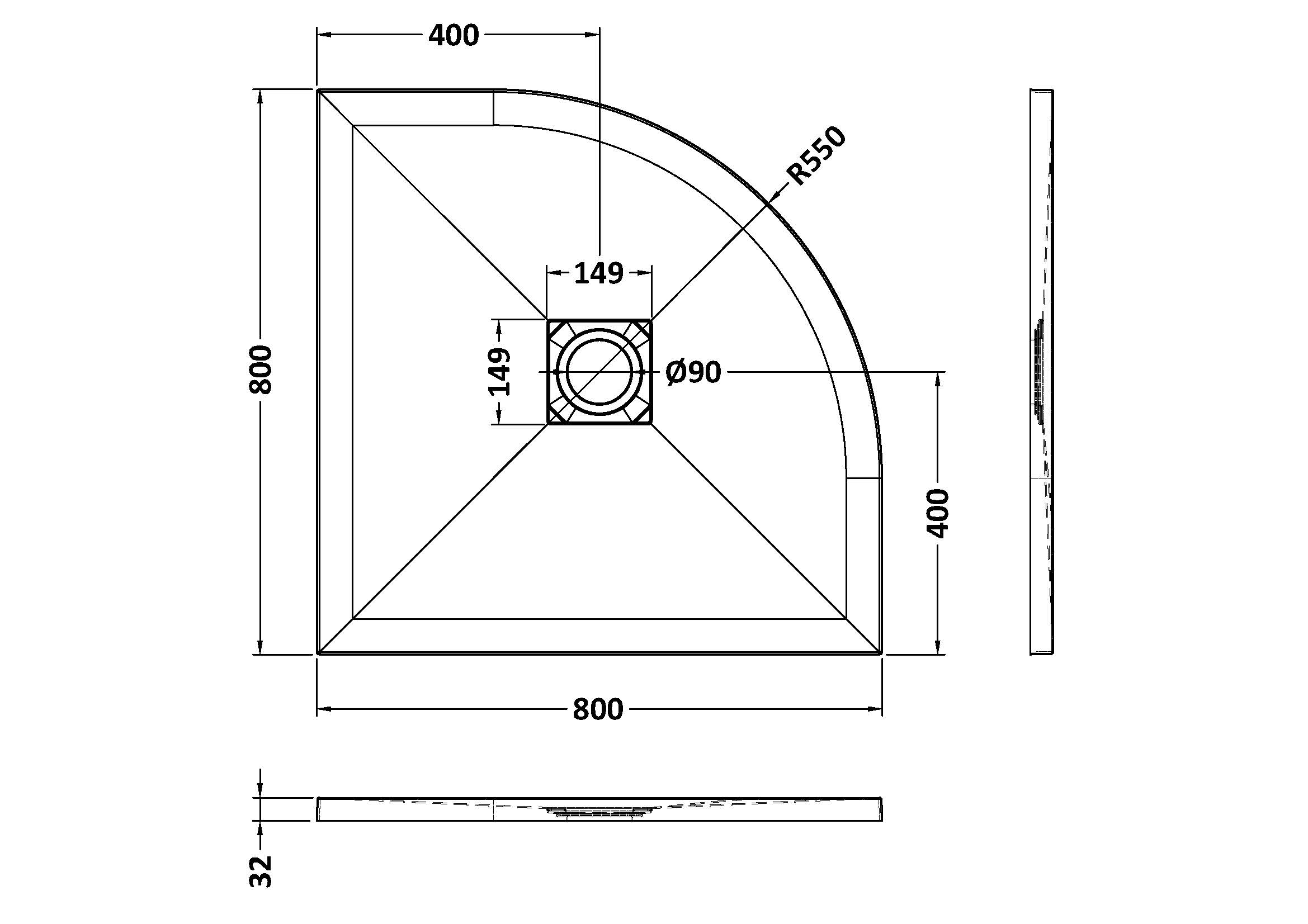 Nuie Quad Shower Tray 800 x 800mm NLT91105 - Image 2