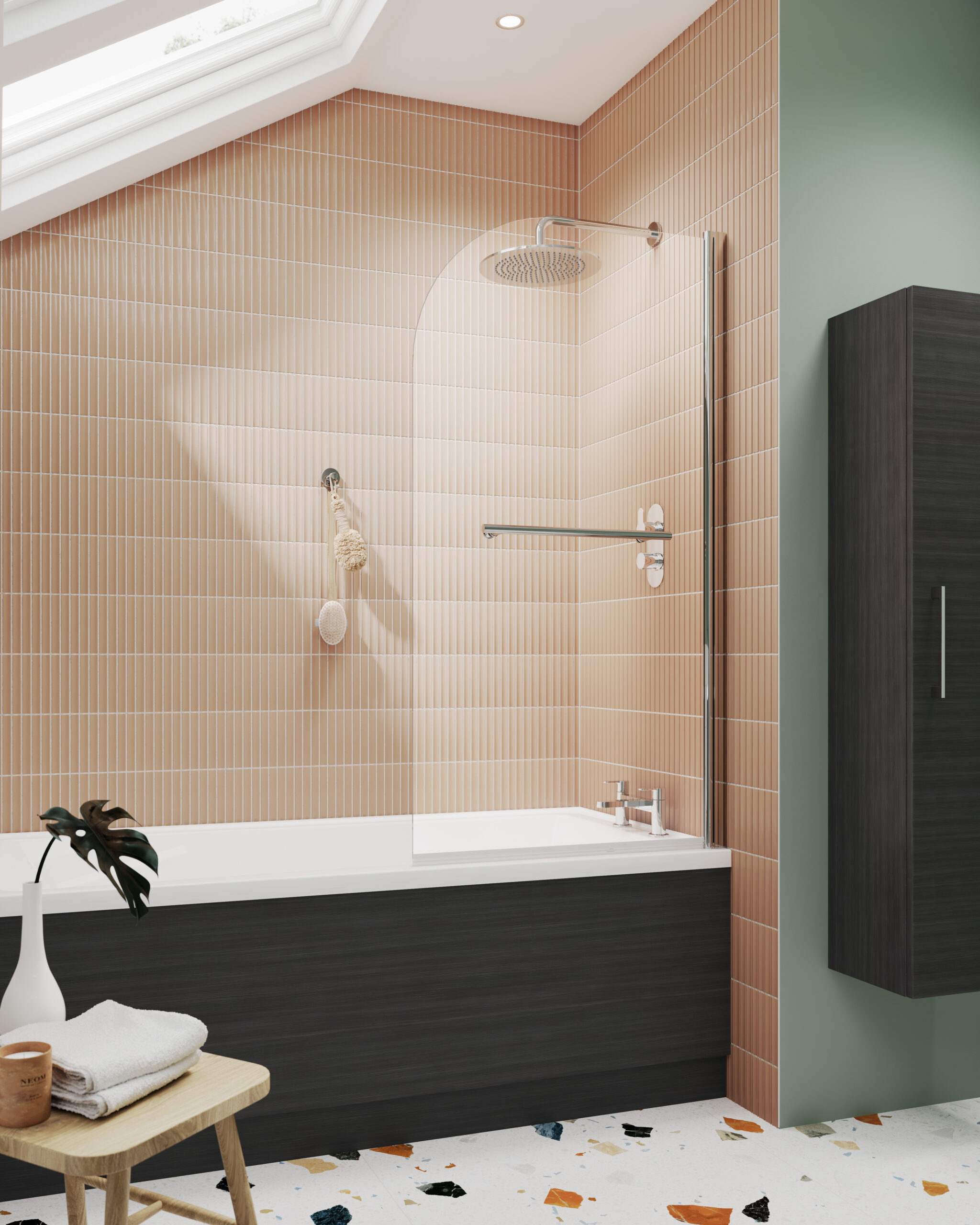 Nuie Round Bath Screen With Rail NSSR1 - Image 2