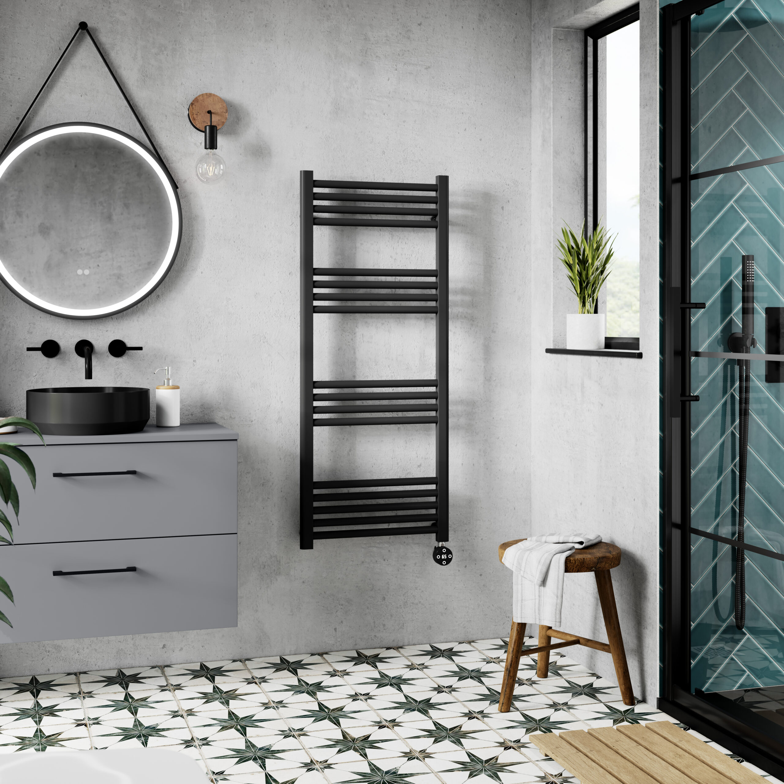Nuie Round Straight Towel Radiator 1200x500 MTY460 - Image 2