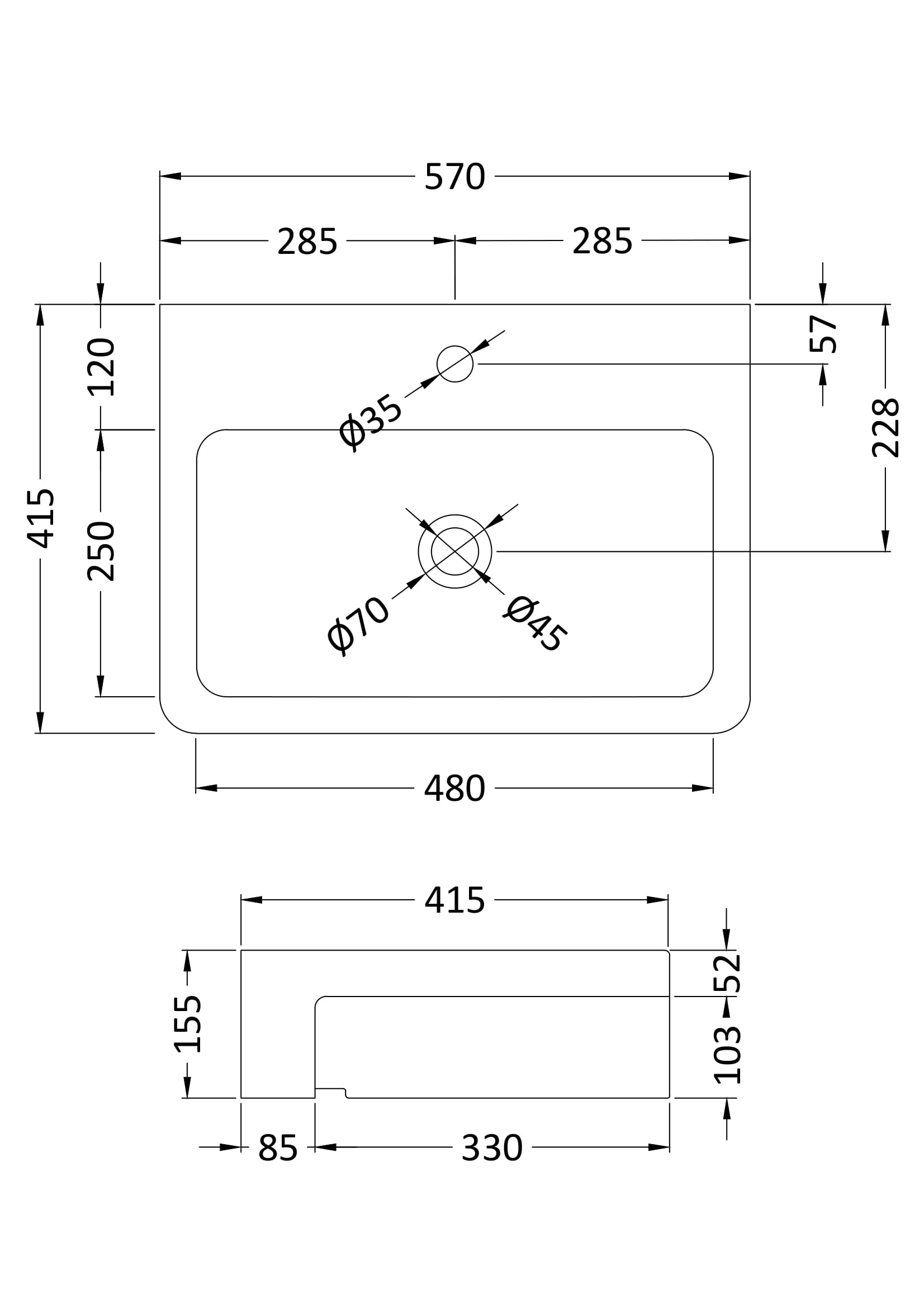 Nuie Semi-recessed basin NBV171 - Image 2