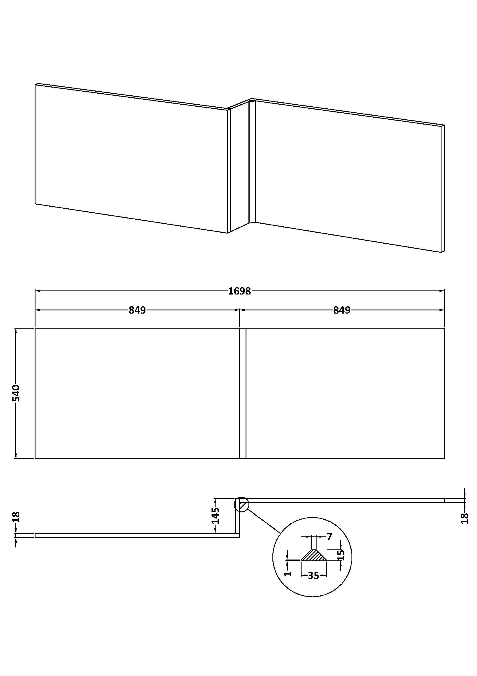 Nuie Shower Bath Front Panel (1700mm) NMP1435 - Image 2