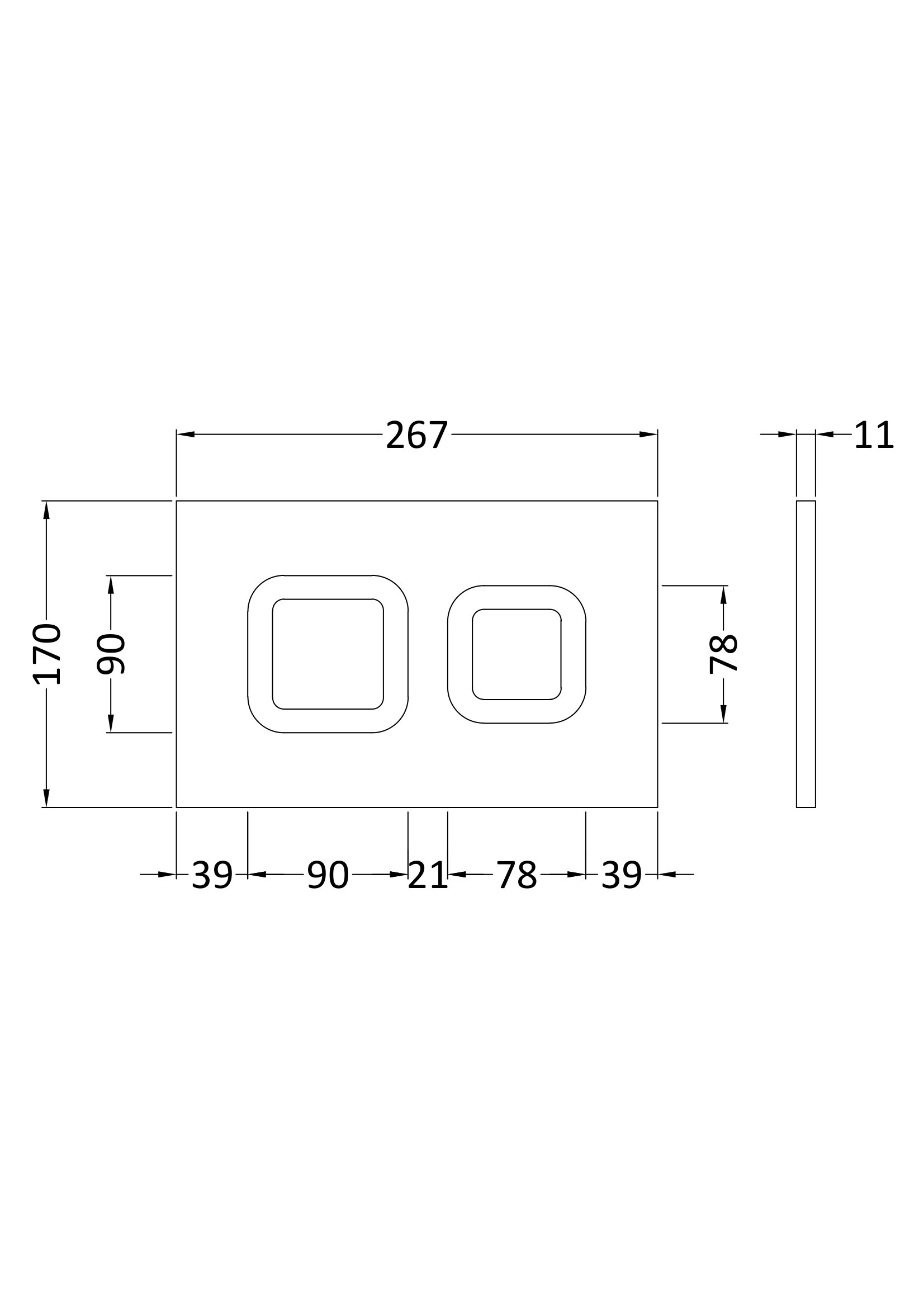 Nuie Square Dual Flush Push Button XTY009PS - Image 2
