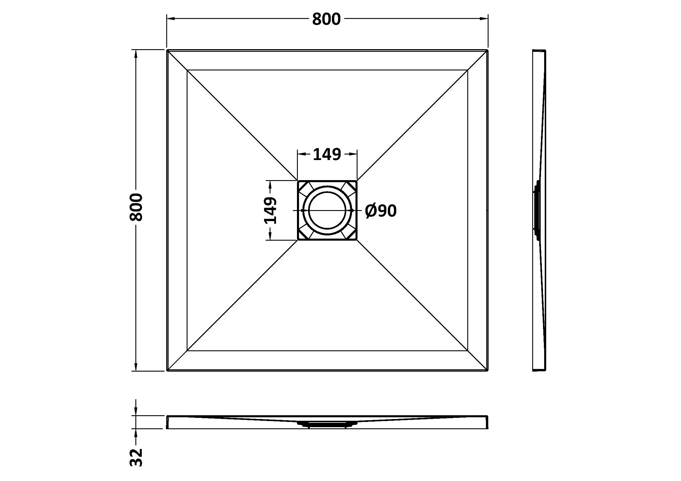Nuie Square Shower Tray 800 x 800mm NLT91006 - Image 2
