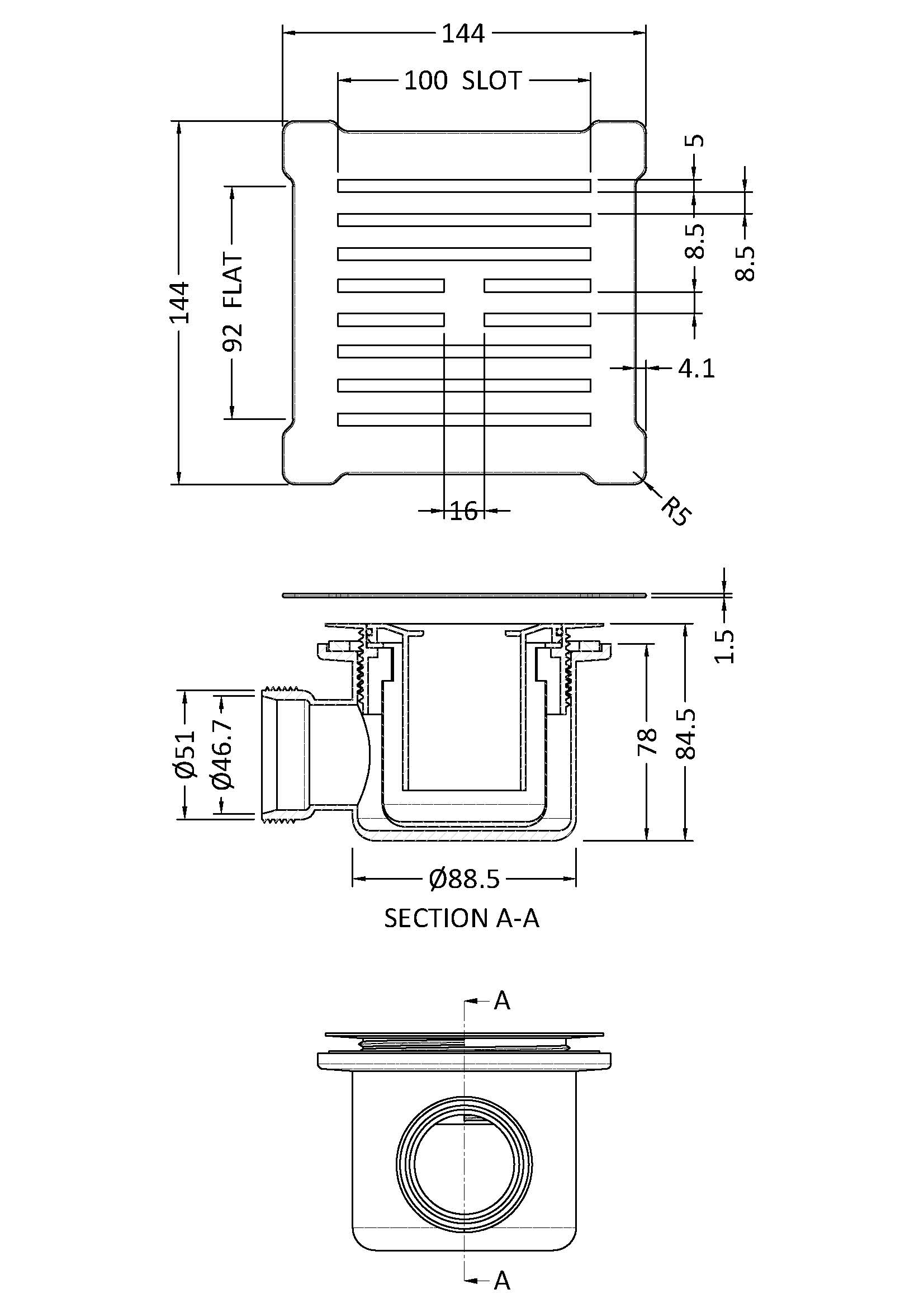 Nuie Square Shower Waste White Top STW004S - Image 2