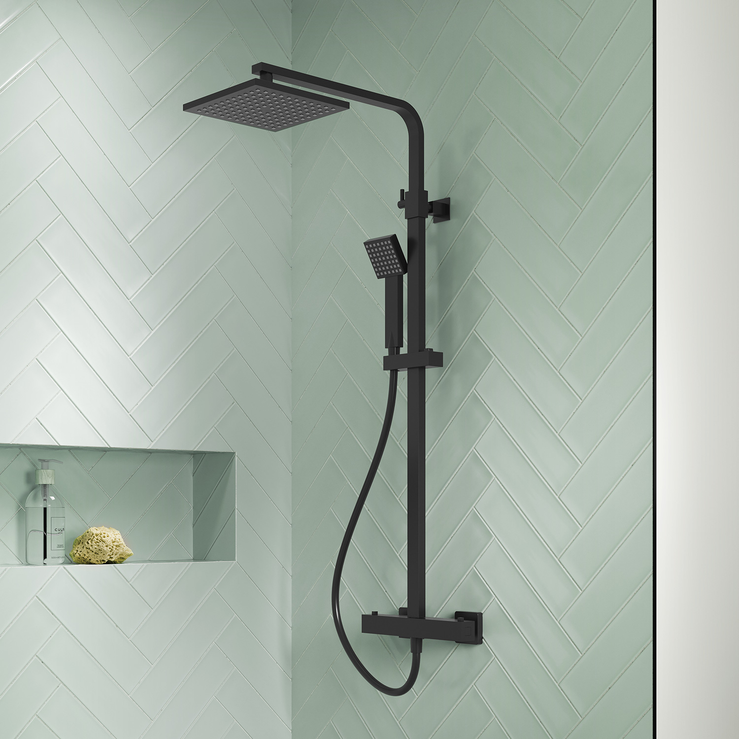 Nuie Square Thermostatic Bar Valve & Shower Kit JTY486 - Image 3