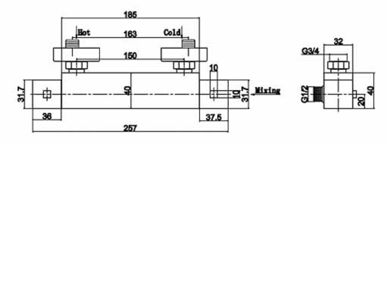 Nuie Thermostatic Bar Valve JTY316 - Image 2