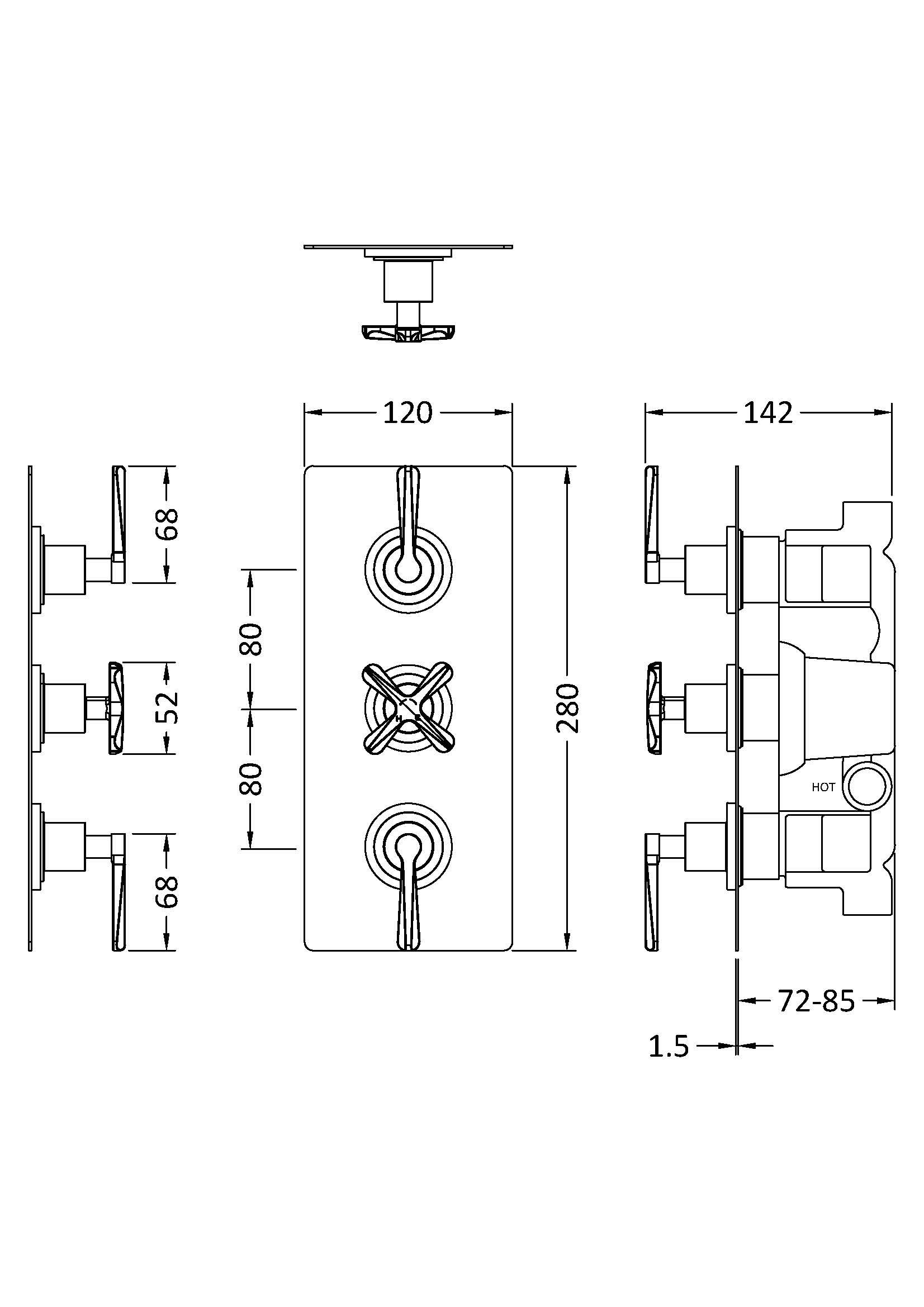 Nuie Triple Thermostatic Shower Valve CLL8211 - Image 2