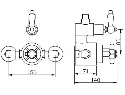 Nuie Twin Thermostatic Shower Valve & Rigid Riser CP148 - Image 2
