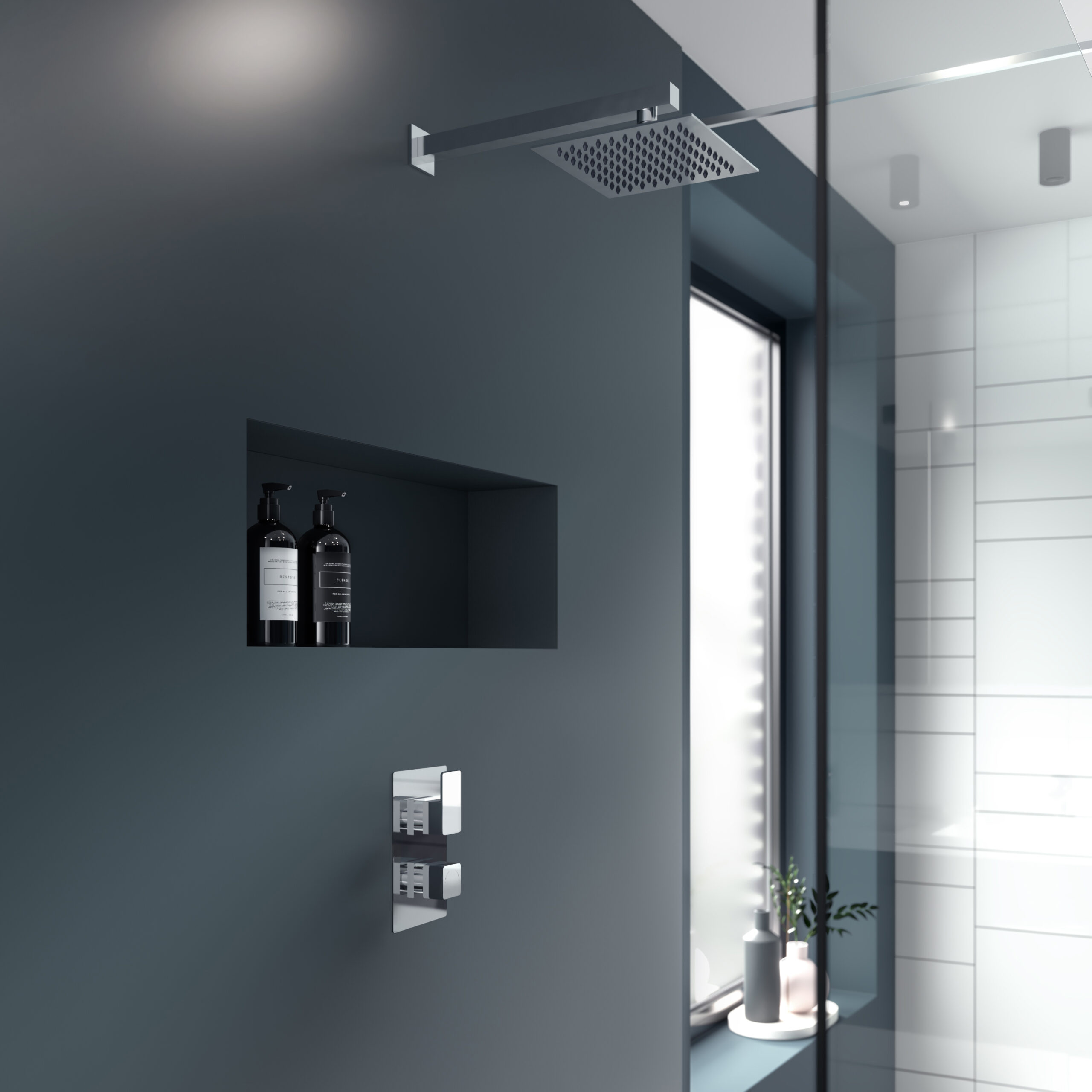 Nuie Twin Thermostatic Valve With Diverter WINTW02 - Image 2