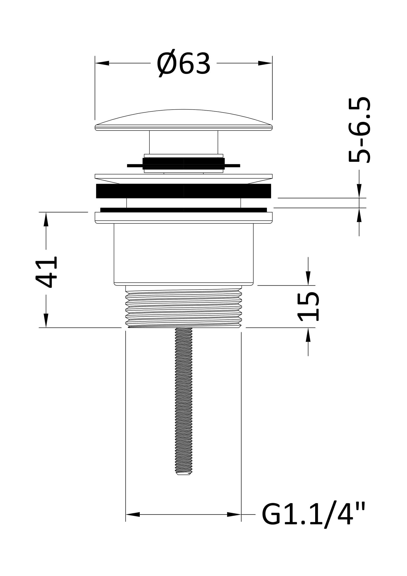 Nuie Universal Push Button Basin Waste Slotted & Un-Slotted EK810 - Image 2