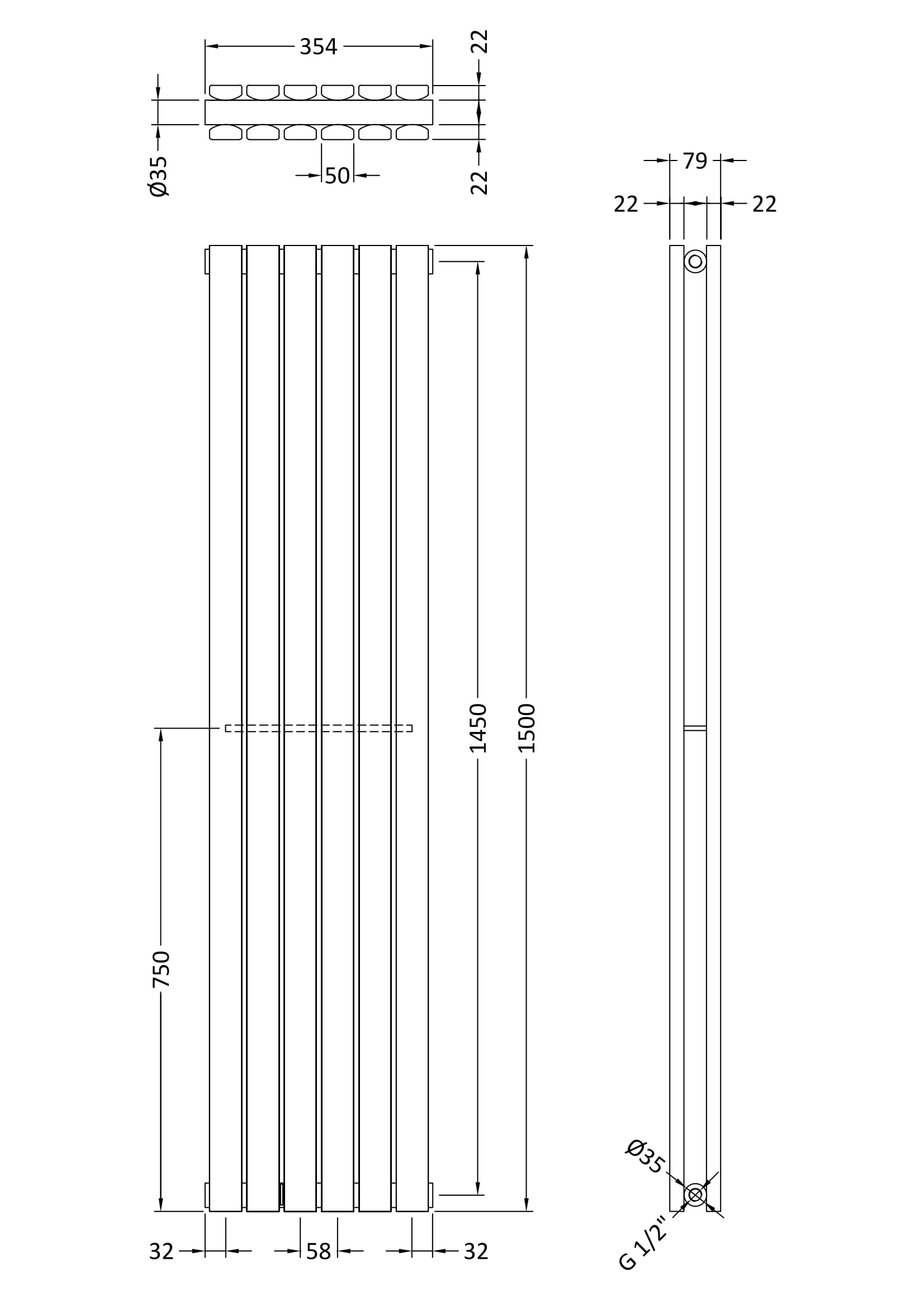 Nuie Vertical Double Panel 1500 x 354 HLA73 - Image 2