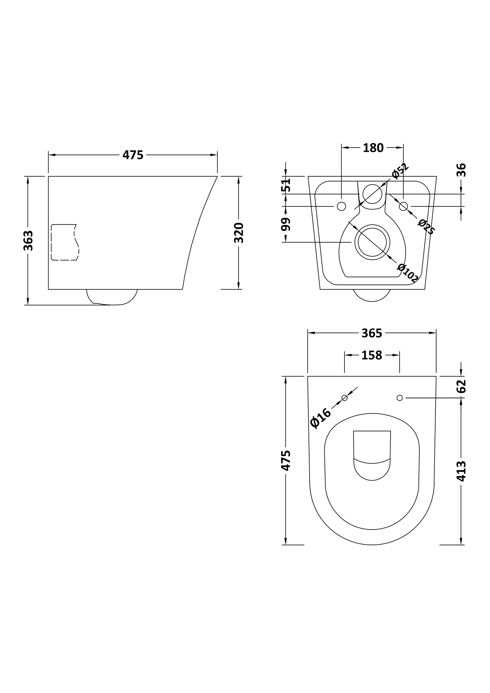 Nuie Wall Hung Pan & Soft Close Seat NCG341 - Image 3